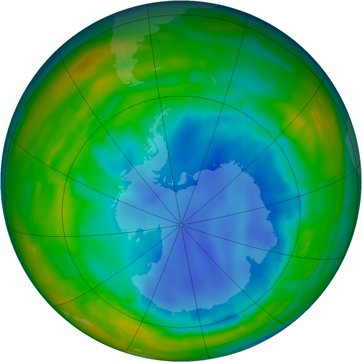 Antarctic ozone map for 04 August 2009